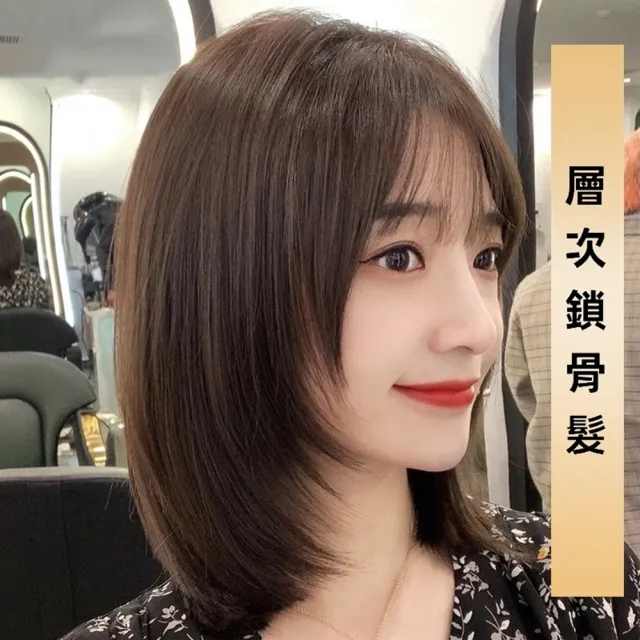 【巴黎精品】真髮短髮整頂假髮透氣輕量免打理假髮隱形增髮(復古層次鎖骨髮女假髮n1ky28)