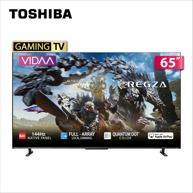 【TOSHIBA 東芝】REGZA 65型4K QLED 144Hz FullArray AirPlay2 智慧顯示器(65Z670NT)