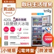 【only】贈DC變頻小縫扇-熱賣近百台 魔術大儲藏420L一級能效變頻雙門冰箱福利品(OR420-RM06I)