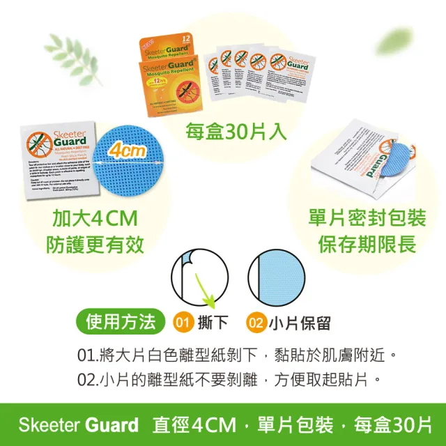 【Skeeter Guard】長效防蚊貼片 驅蚊貼片 防蚊貼 買一送一(一入30片)