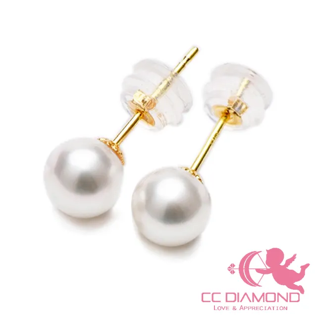 【CC Diamond】18K金極品天然珍珠耳釘(小尺吋5-5.5mm)(其他規格)