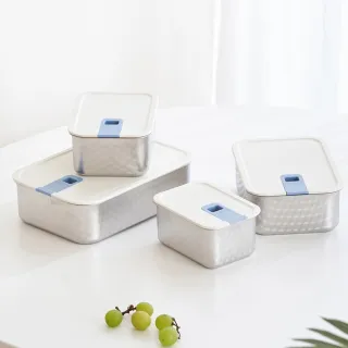 【NEOFLAM】Perfect Seal系列304不鏽鋼羽織紋保鮮盒6件組(可微波/可堆疊/烤箱適用)