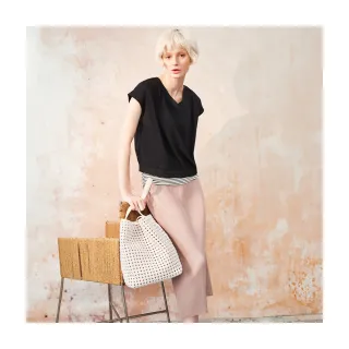 【Le Polka】坑條開叉直筒裙-女