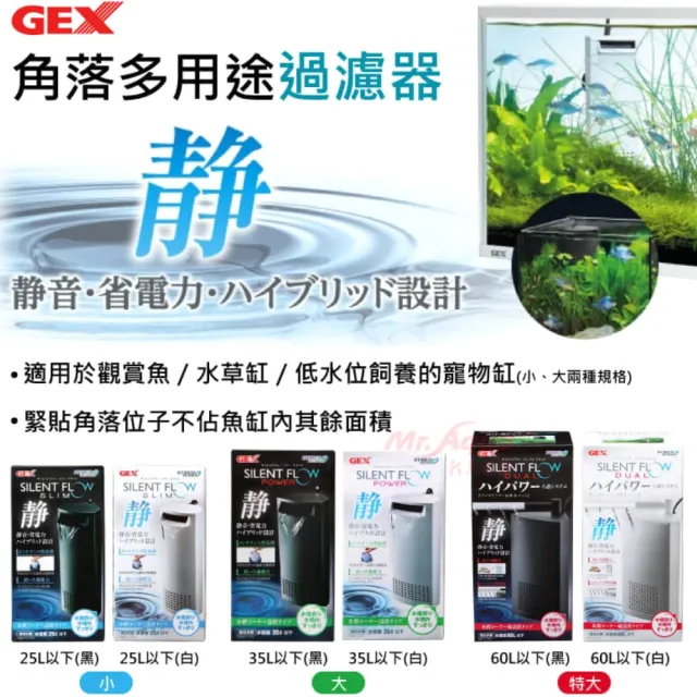 【GEX】白色小型角落多用途過濾器+3片活性碳板/內置式過濾(魚缸與低水位烏龜缸 G141+3活板)