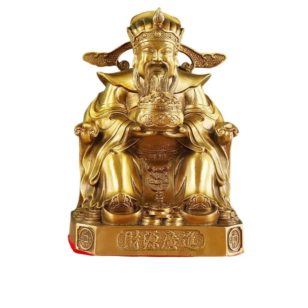 巨匠】黃銅財神爺擺件高約28.5cm 純銅神像家用鎮宅供奉文財神招財進寶