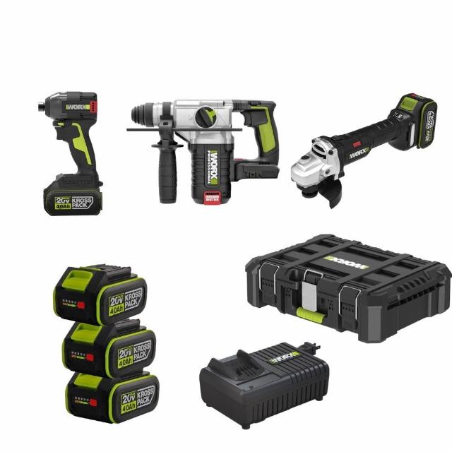 【WORX 威克士】工程打拼三寶組 20V 無刷鋰電鎚鑽+砂輪機+起子機 WU388/WU806/WU291D（WU952）(WU952)