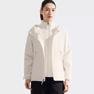 【The North Face 官方旗艦】北面女款米白色DRYVENT防水鋪棉內裡三合一外套｜8FJWQLI