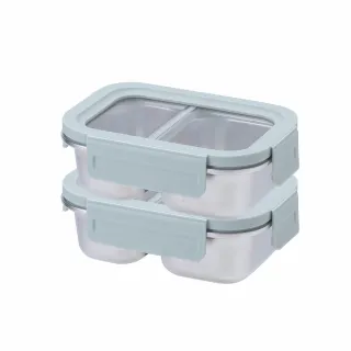 【CookPower 鍋寶_2入】Snapiro可微波316L不鏽鋼分隔保鮮盒600ml