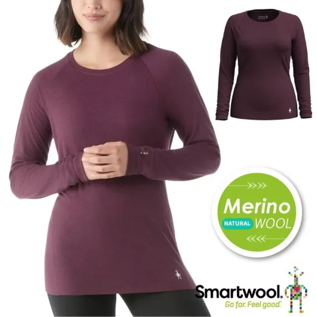 【SmartWool】女 All-season 美麗諾羊毛內著長袖.衛生衣.內搭衣(SW016913-L83 茄子色)