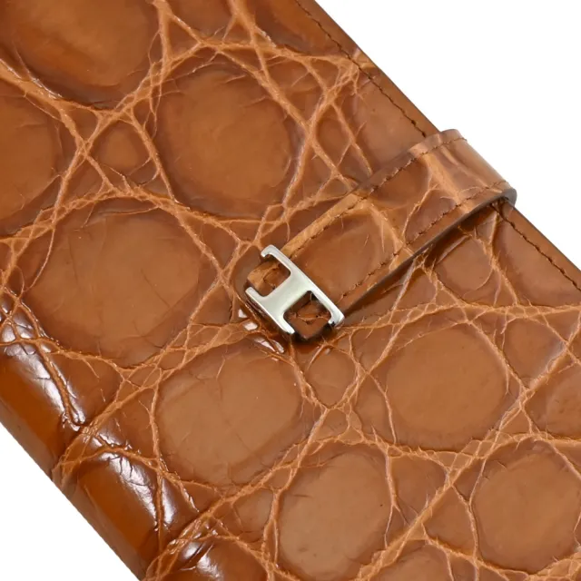 【TOD’S】TODS T Timeless 金屬T LOGO質感壓紋對折釦式零錢長夾(棕)