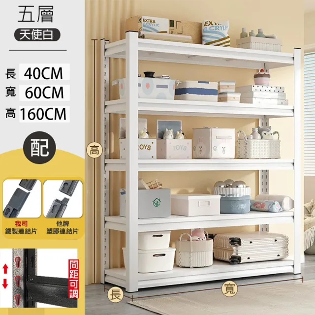 【Easy buy 居家生活】40x60x160CM五層角鋼架-無輪款(角鋼架 五層架 置物架 40X60X160CM)