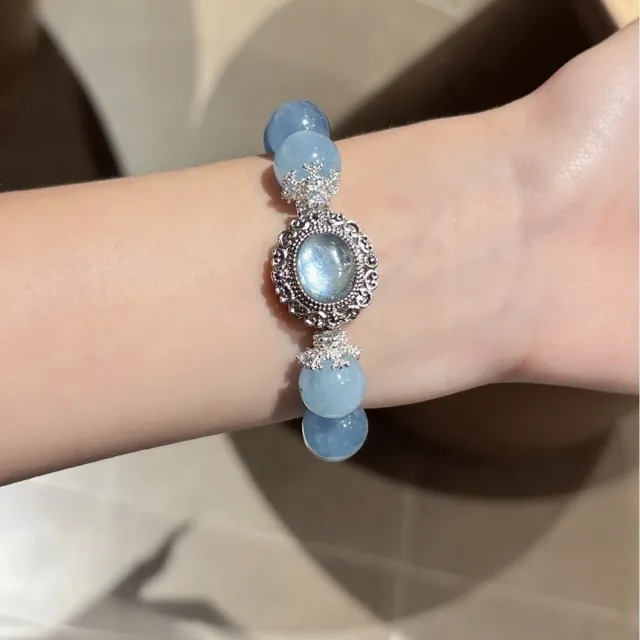 【桃花源創意工坊】海藍寶白水晶手鍊高級感時尚手鍊(手鍊)