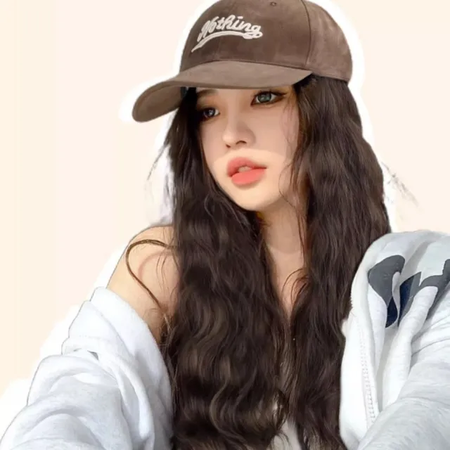 【LEEHER】一體式帽子假髮/波紋卷/假髮全頭套/模擬人髮/改變造型/仿真髮/增髮量/假髮/帽子假髮/ 