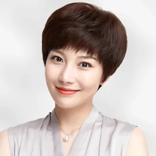 【LEEHER】頭套式假髮/媽媽頭假髮/真人髮絲/髮套/掛耳後短髮/增髮量/蓬鬆/假髮/女生假髮/化療假 