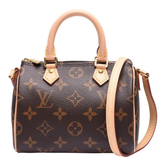 這款 LV M61252 經典 NANO SPEEDY Monogram 帆布印花手提包，以經典 Monogram 帆布為基底，搭配數字與英文字母圖案，展現品牌獨特風格。適合女性日常使用，兼具時尚與實用性，是歐系精品的代表之作。