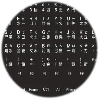【Fujiei】2入組~中英文黑底白字電腦鍵盤專用貼紙(英文+大易+倉頡+注音PQ0064)
