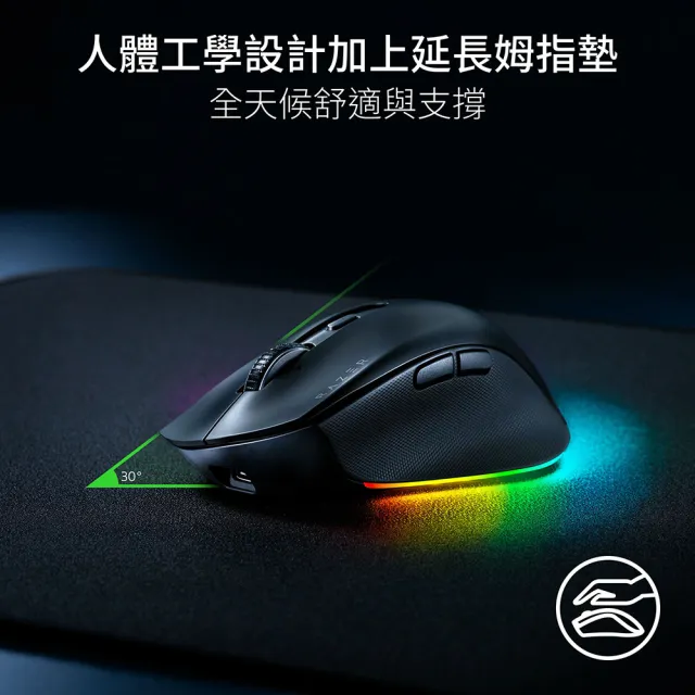 【Razer 雷蛇】Pro Click V2 右手人體工學無線滑鼠(電競/AI/RGB/遊戲/創作)
