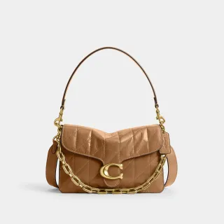 【COACH】蔻馳官方直營 CHAIN TABBY 絎縫裝飾鏈條單肩手袋 單肩包 肩背包-B4/蜂蜜棕色(CAF55)