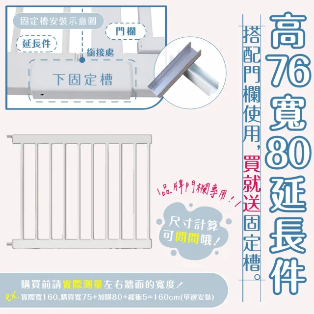 【KIDS PARK】高76延長件80cm安全門欄配件(客製門欄專用/加寬延長片/兒童寵物柵欄/送上下固定槽)