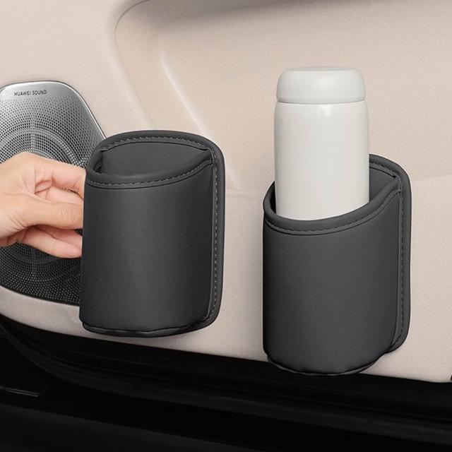 【kurumapop】車載皮革置物杯架(車門水杯架 椅背掛勾飲料架 車門邊收納桶)