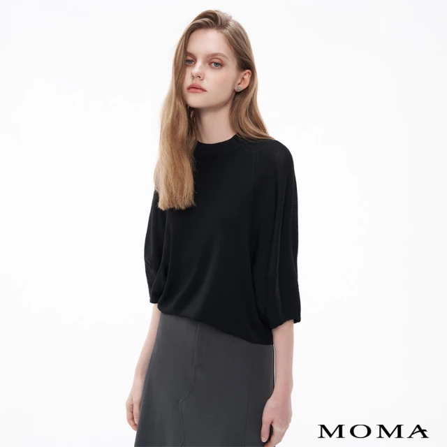 【MOMA】細緻冰爽絲泡泡飛鼠袖微短版上衣(兩色)