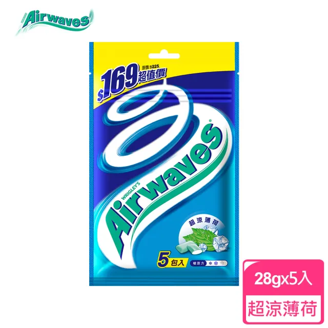 【Airwaves】超涼無糖口香糖 超涼薄荷 28g*5入*4組(提神/口氣清新)