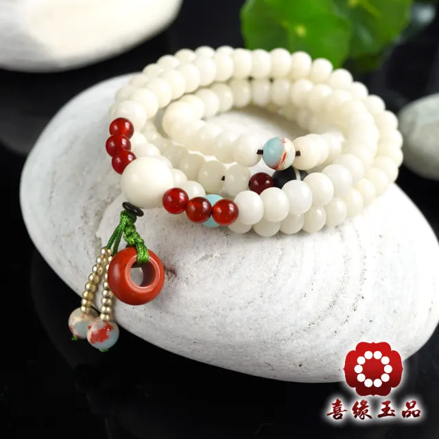 【喜緣玉品】菩提根 文玩蓮花開 108顆念佛珠(藥師天珠)(開運風水)