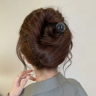 【INES】圓珠髮簪 大號髮簪/復古典雅氣質圓珠大號長髮簪 盤髮杈(4色任選)