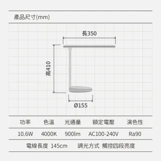 【Philips 飛利浦】品慧II LED讀寫檯燈｜自然光4000K｜66137(四段亮度模式、蜂巢式光學設計、簡潔造型)
