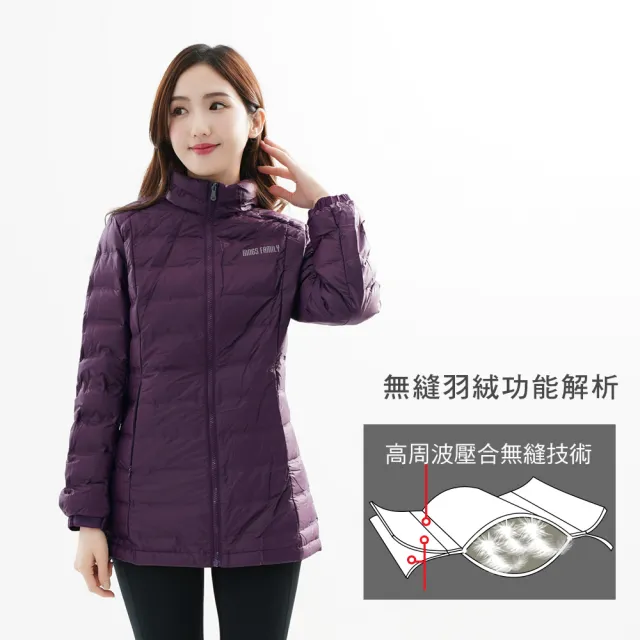 【遊遍天下】女款長版二件式GlobeTex防水透濕外套+無車縫羽絨外套 深紫(三合一外套 M-3L大尺碼)