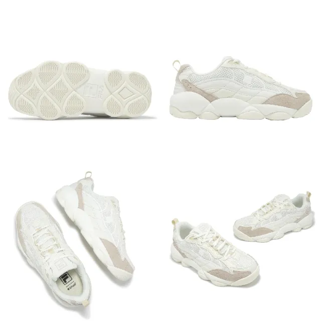 【FILA】休閒鞋 Wavy Spaghetti 男鞋 女鞋 復古 米白 奶茶 老爹鞋 斐樂 4C624Z100