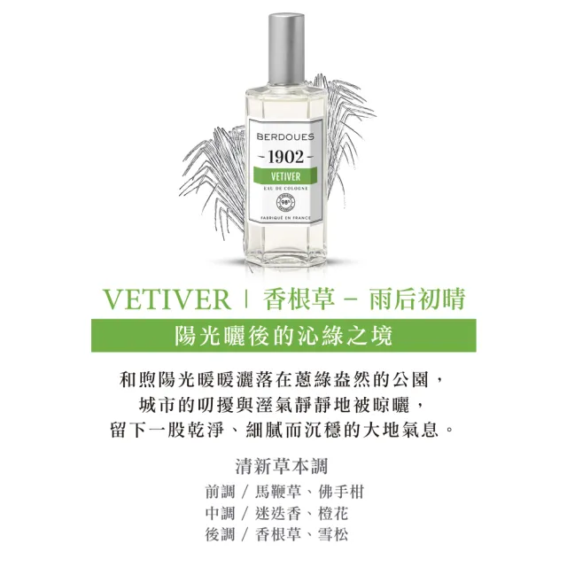 【Berdoues 1902】專屬記憶 香根草古龍水125ml(專櫃公司貨)