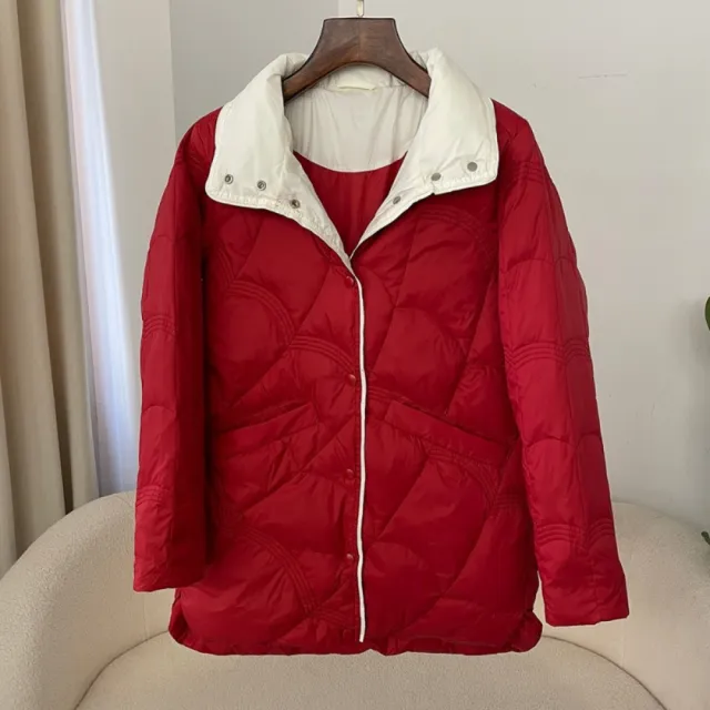 【巴黎精品】頂級真羽絨外套白鴨絨外套羽絨衣秋冬保暖大碼休閒女裝(復古立領女外套5色n1ld81)