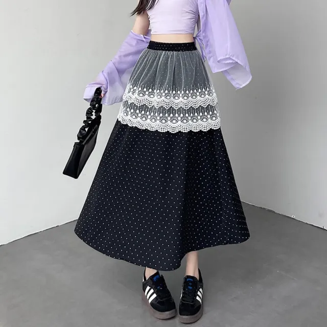 【巴黎精品】高腰顯瘦半身裙A字裙中長裙蛋糕裙子大碼洋裝休閒女裝(假兩件女裙子2色n1lb6)
