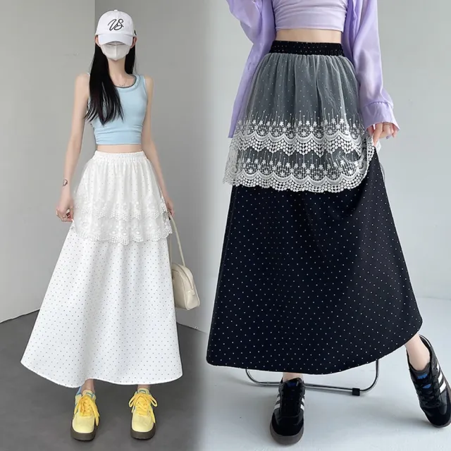 【巴黎精品】高腰顯瘦半身裙A字裙中長裙蛋糕裙子大碼洋裝休閒女裝(假兩件女裙子2色n1lb6)