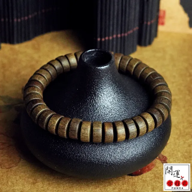 【開運方程式】海南沉香手珠綠棋楠藥片珠K04款附養珠瓶(高油款稀少原木取料開運佛珠)