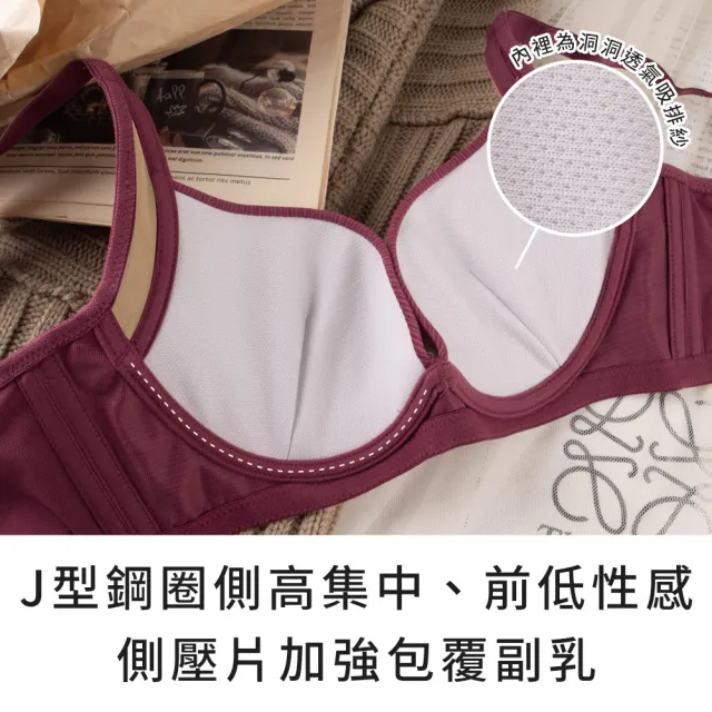 【玉如阿姨】泡泡糖派對內衣。清爽不悶渾圓胸型 台灣製※0696酒紅(A.B.C罩 無痕 百搭 集中 飽滿 涼爽紗)