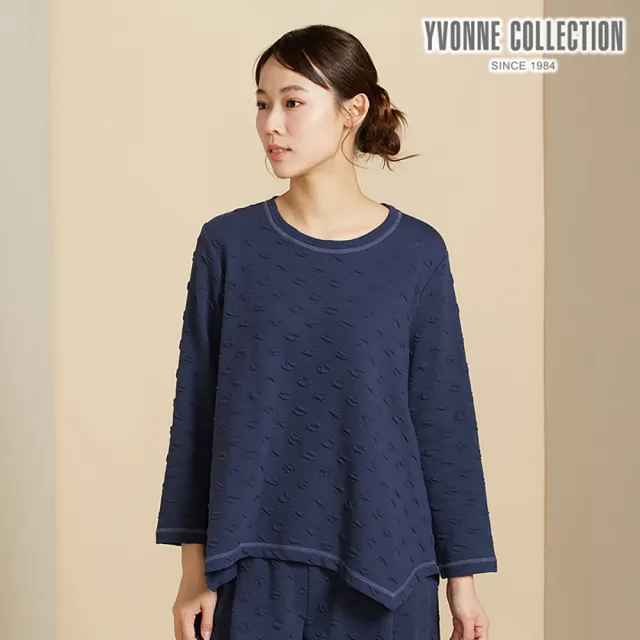 【YVONNE 以旺傢飾】圓點提花長袖上衣-星海藍
