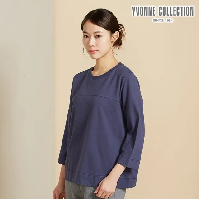 【YVONNE 以旺傢飾】鋅纖維 剪接七分袖上衣-星海藍