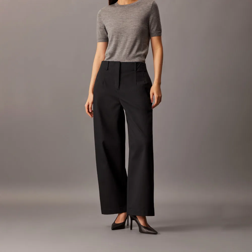 【CALVIN KLEIN】官方旗艦館CK 棉質斜紋寬鬆長褲_黑色