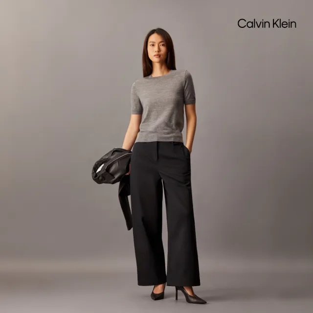 【CALVIN KLEIN】官方旗艦館CK 棉質斜紋寬鬆長褲_黑色