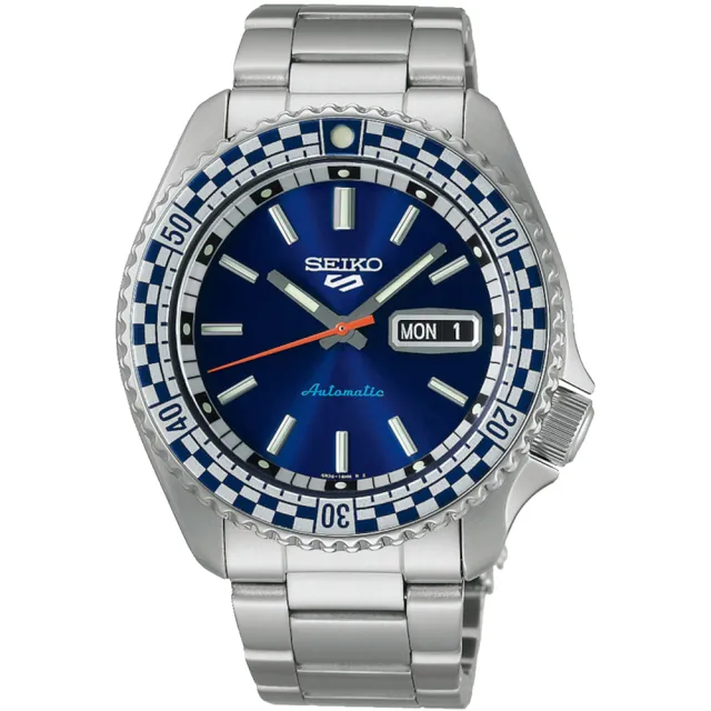 【SEIKO 精工】5 Sports SKX 賽車方格旗機械錶-藍/42.5mm 618年中慶 推薦(SRPK65K1/4R36-15Z0B)