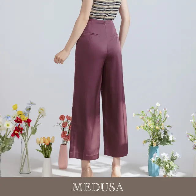 【MEDUSA 曼度莎】現貨-高級緞面光感直筒長褲 - 2色（M-XL）｜女長寬褲 緞面長褲 上班長褲(601-73202)