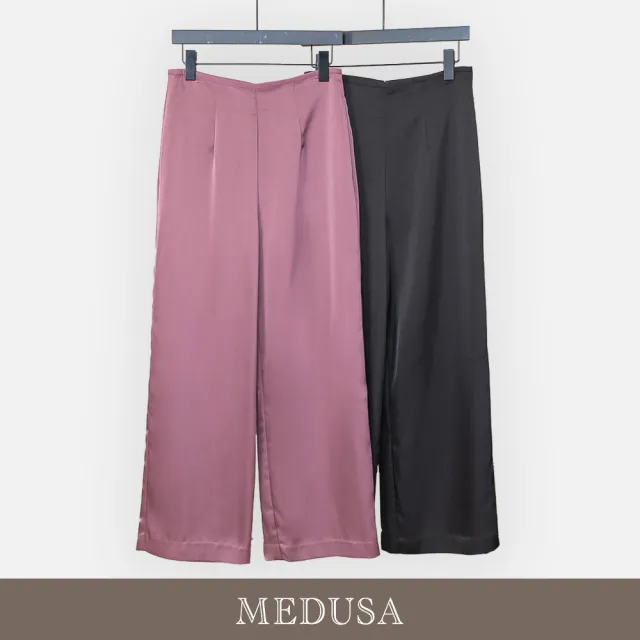 【MEDUSA 曼度莎】現貨-高級緞面光感直筒長褲 - 2色（M-XL）｜女長寬褲 緞面長褲 上班長褲(601-73202)