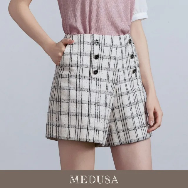 【MEDUSA 曼度莎】現貨-學院小香風雙排釦短褲（M-XL）｜女小香風短褲 西裝短褲 上班短褲(601-73803)