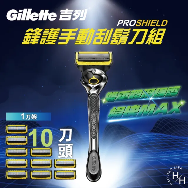 【Gillette 吉列】鋒護手動刮鬍刀組(刀架x1+刀頭x10)