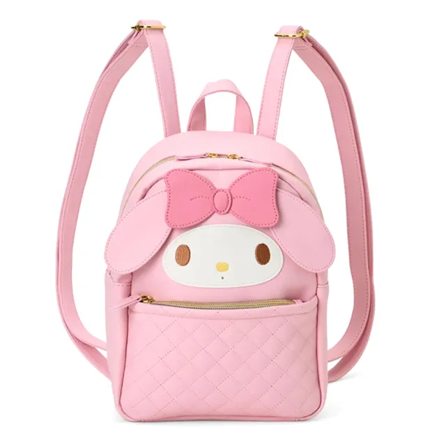【SANRIO 三麗鷗】雙11 菱格紋造型皮質後背包