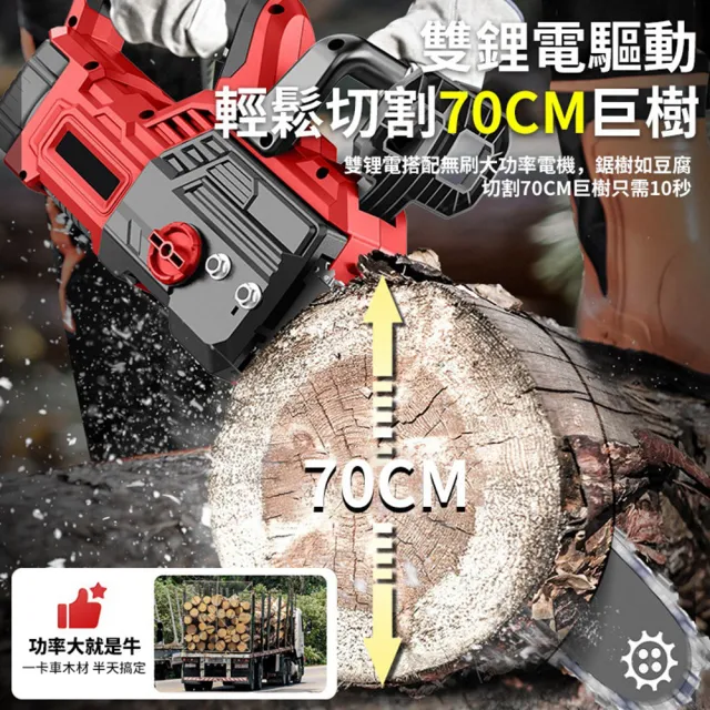 【Ogula 小倉】鏈鋸機 雙電驅動 乾濕速切70公分 16吋無刷王者款（15節兩電）緊急剎車(電鏈鋸/伐木鋸/電鋸)