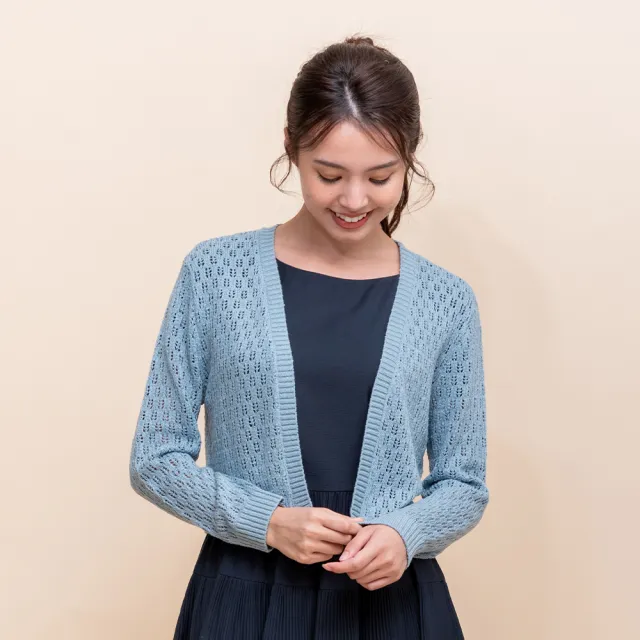 【perng yuh 芃諭名品】亮甜輕感 鏤空織紋 針織罩衫(2025 AW Collection|4C秋冬新品上市)