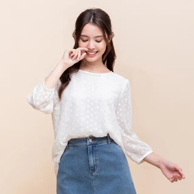 【perng yuh 芃諭名品】花漾朵朵 刺繡楊柳 雪紡上衣(2025 AW Collection|4C秋冬新品上市)